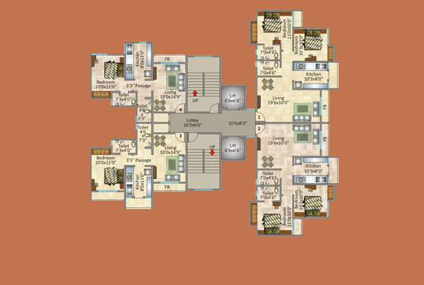 TYPICAL FLOOR PLAN  (WING B)