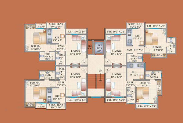 TYPICAL FLOOR PLAN 1ST TO 7TH (BLDG NO.C1)