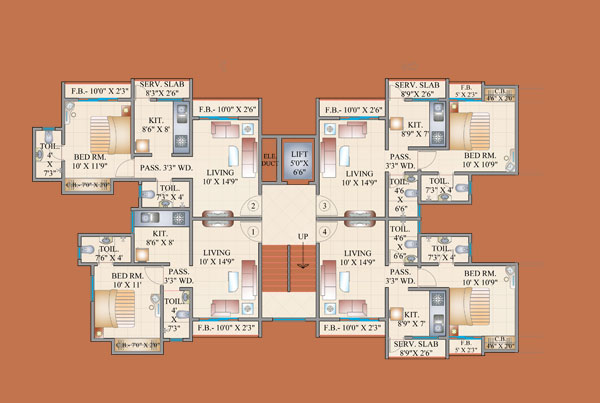 TYPICAL FLOOR PLAN 1ST TO 7TH (BLDG NO.C2)